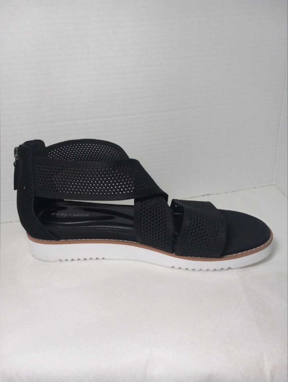 Easy Spirit Black Strappy Knit Sandal Sz 11W